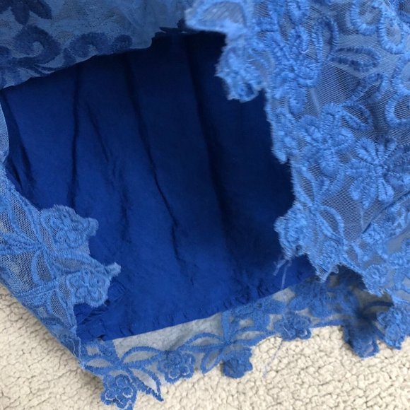 Free People Lace Mini Slip Dress Women's XS Embroidered Lined Sleeveless Blue - Picture 5 of 12